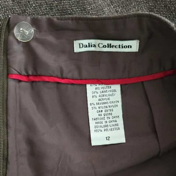 Dalia Collection Women's Brown Tweed Skirt Wool Blend Line Back Zip Size 12 - Picture 7 of 12